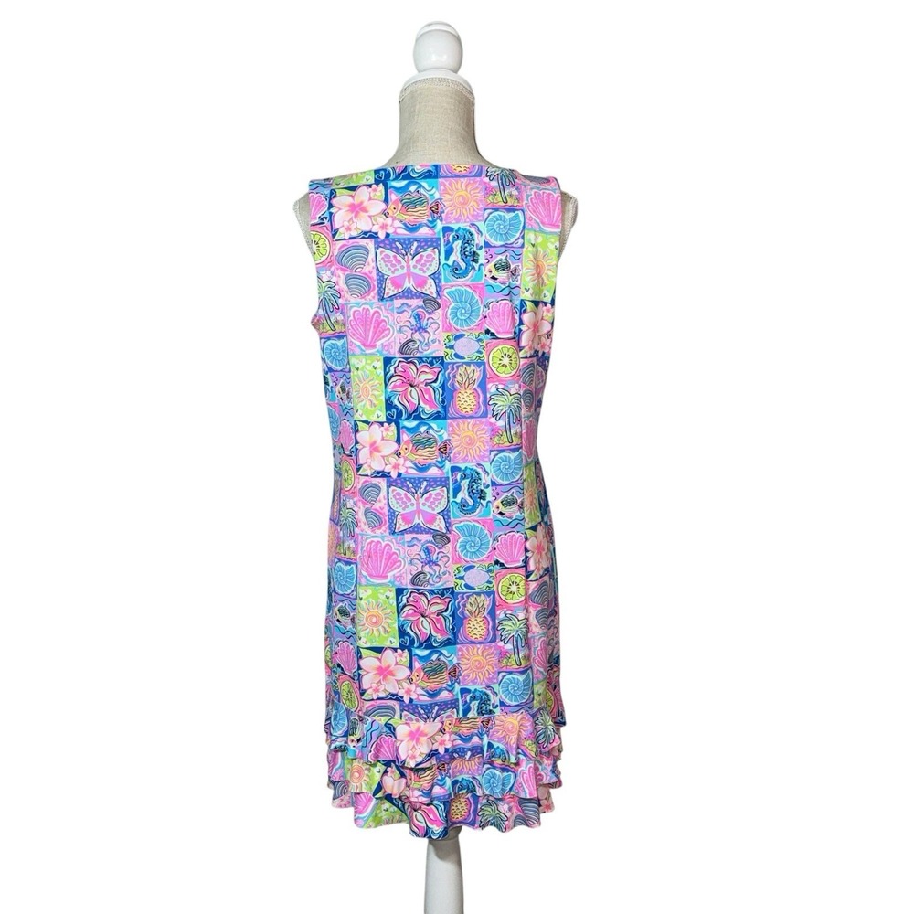 Lulu-B Moma Ruffle Hemline Sleeveless Dress Sz MD Cruise Resort UPH 50 Stretch - Picture 2 of 12